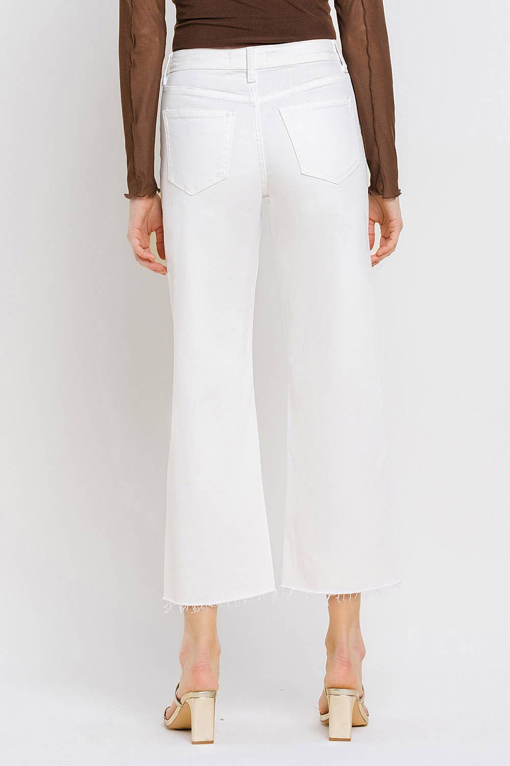 VERVET by FLYING MONKEY - HIGH RISE CROP WIDE LEG JEANS T5894WH: OPTIC WHITE / 31