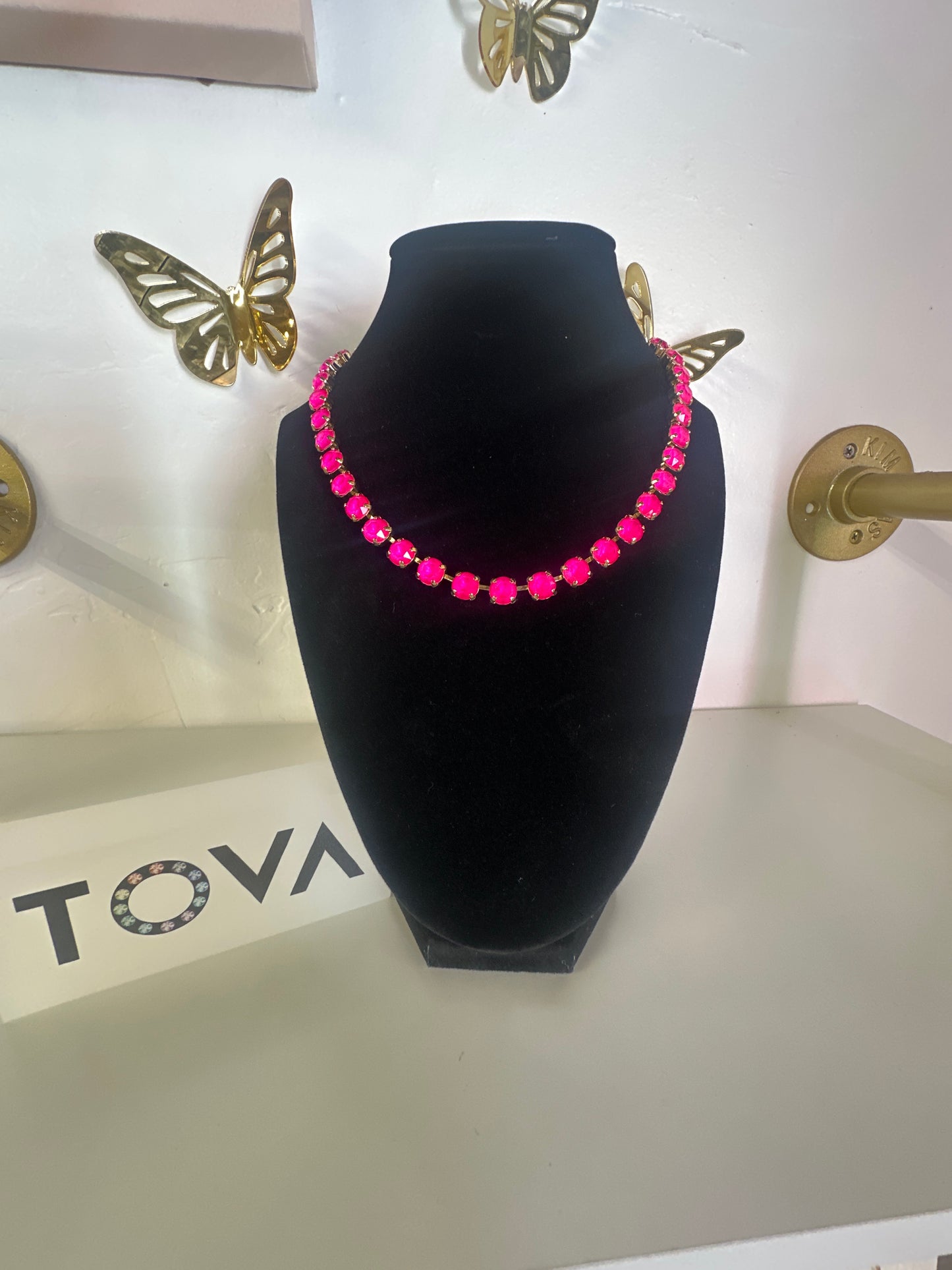 Swarovski Stone Electric Pink Necklace