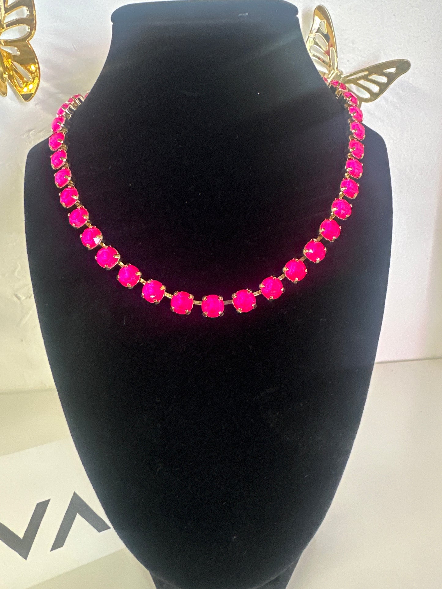 Swarovski Stone Electric Pink Necklace