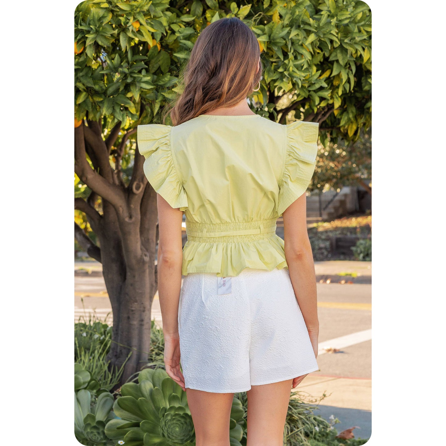 Lindy Flutter Sleeve Peplum Poplin