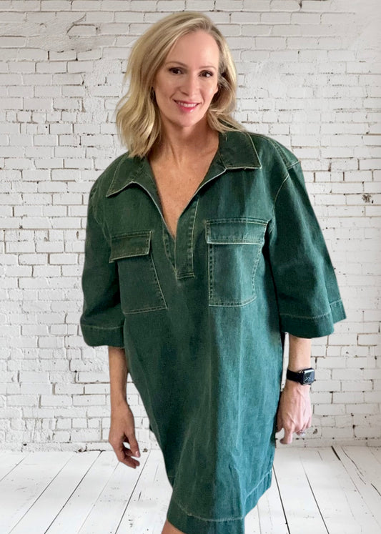 GiGi Green Denim Dress