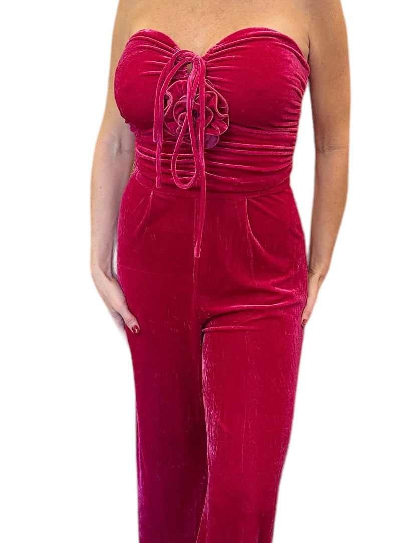 Velvet halter jumpsuit