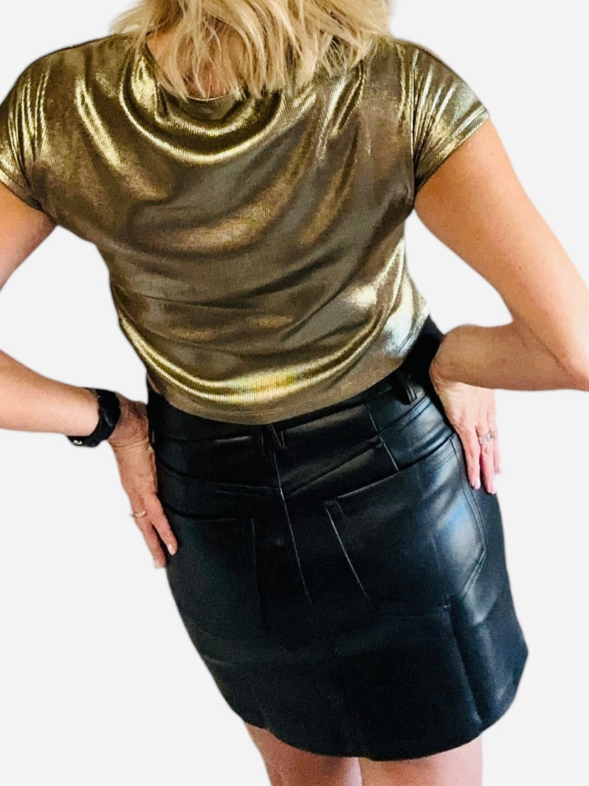 Tessa Black Leather Mini Skirt