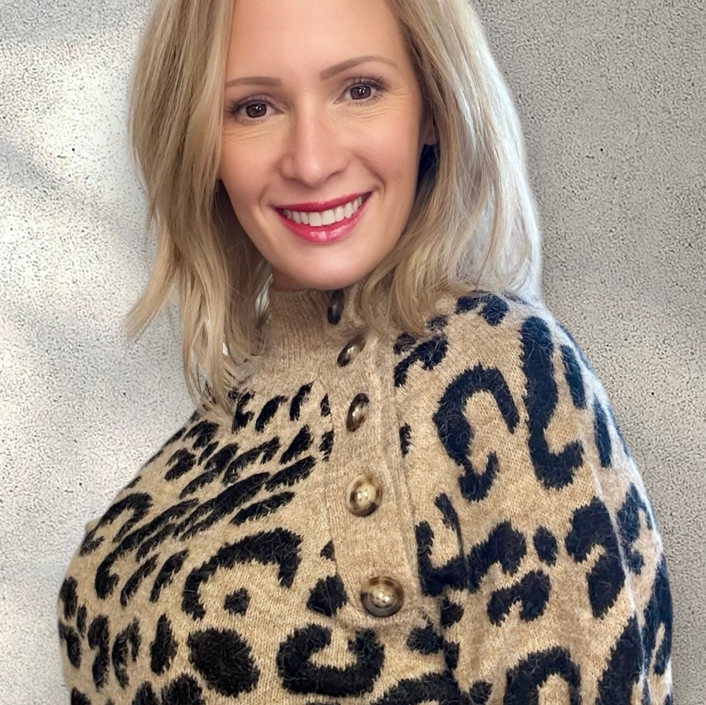 Loe Leopard knit sweater with buttons on the side ONE SIZE