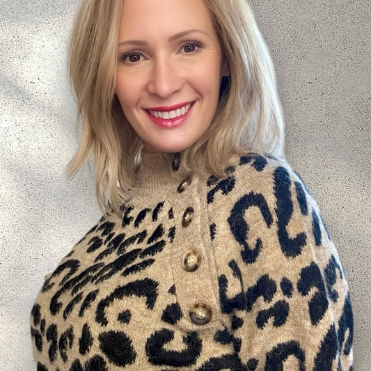 Loe Leopard knit sweater with buttons on the side ONE SIZE