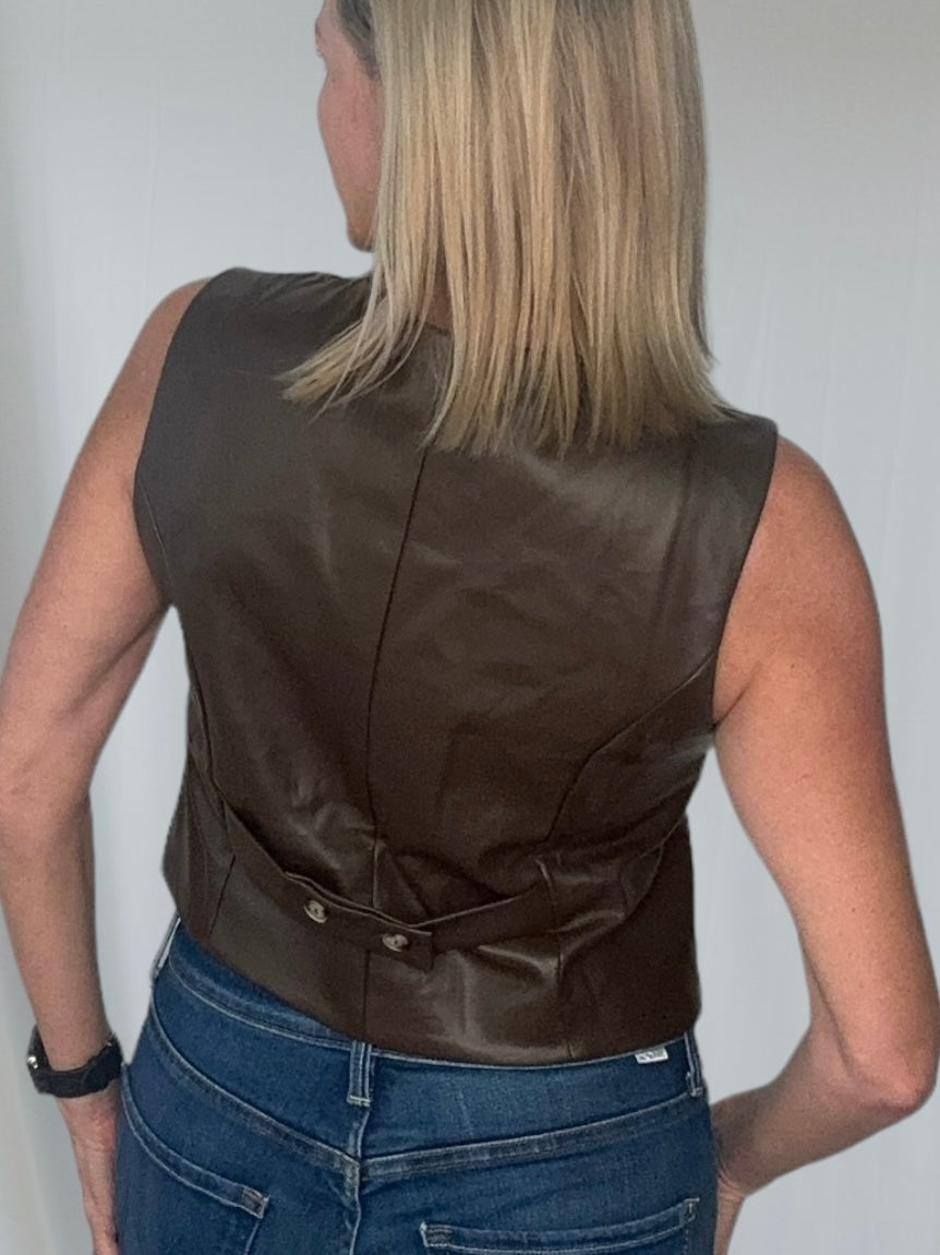 Kristi Brown Leather Vest