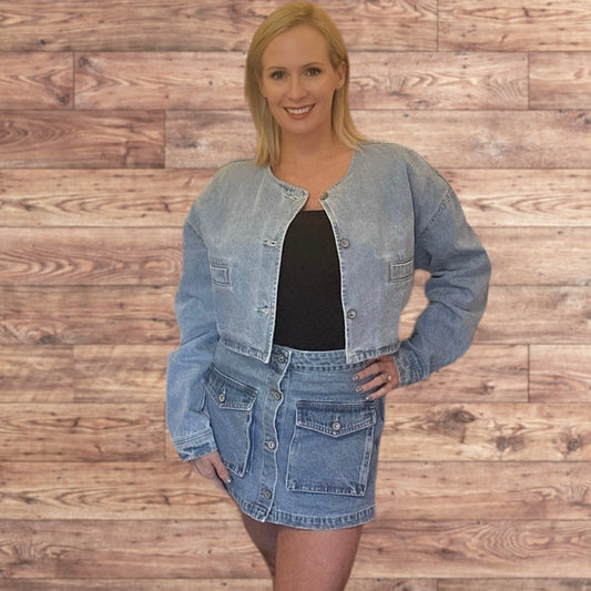 Lexi Denim Cargo Mini Skort