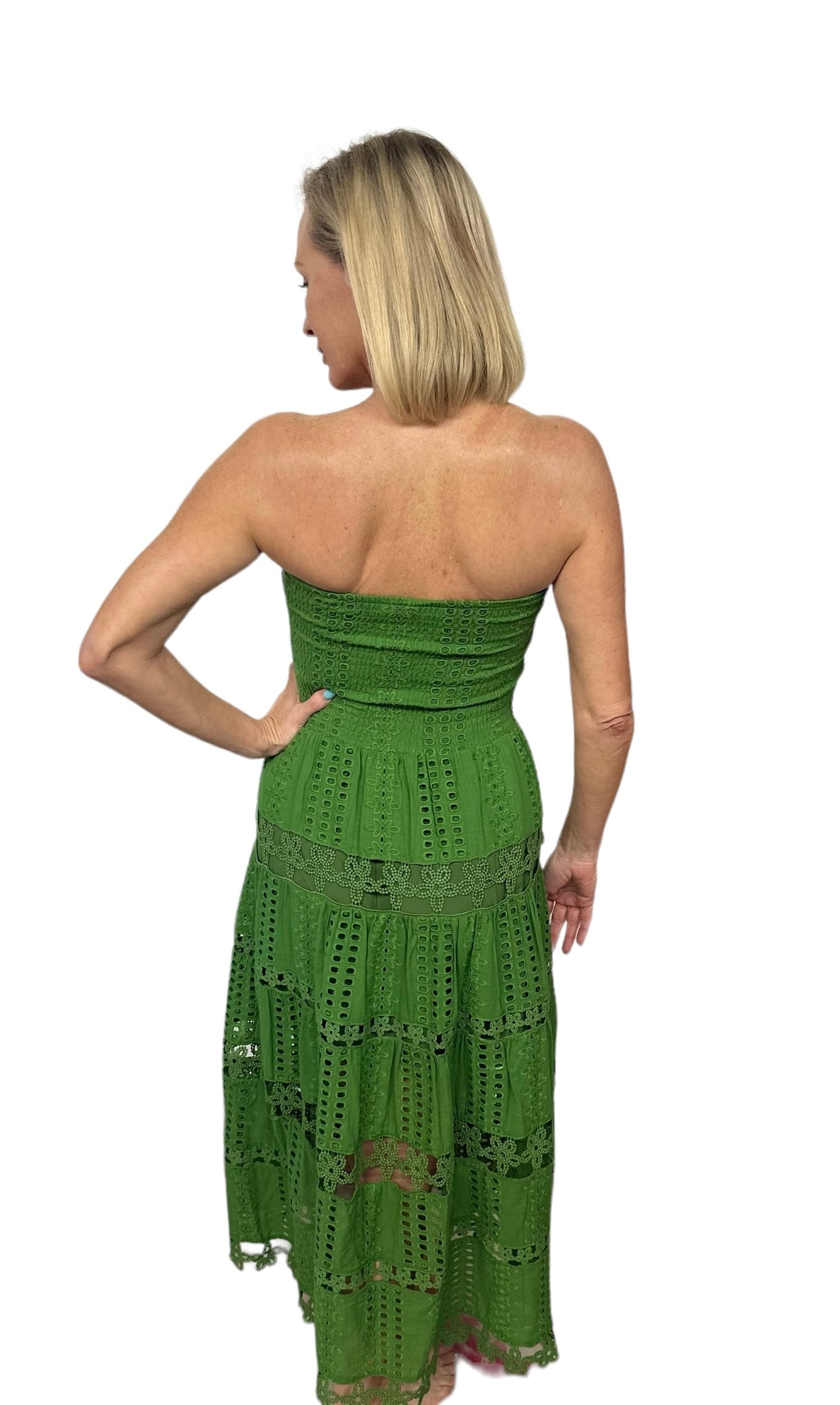 Martha's Eyelet Lace Tube Dress Martha's Vineyard Green