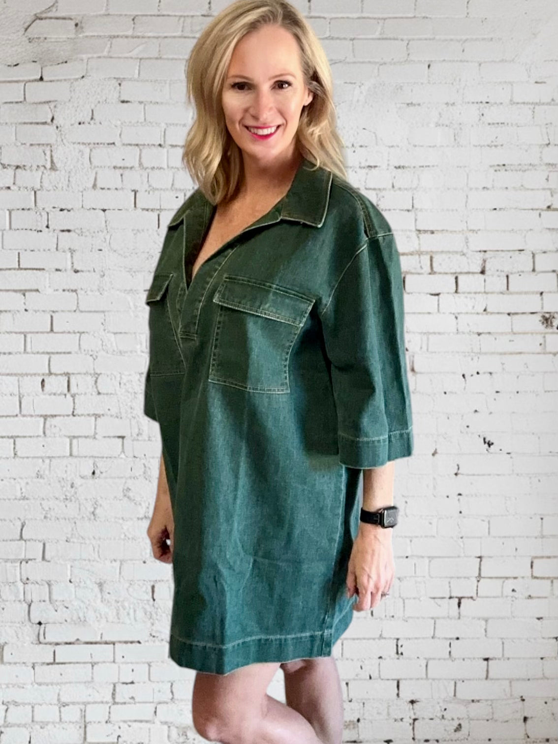 GiGi Green Denim Dress