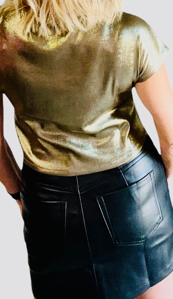 Tessa Black Leather Mini Skirt