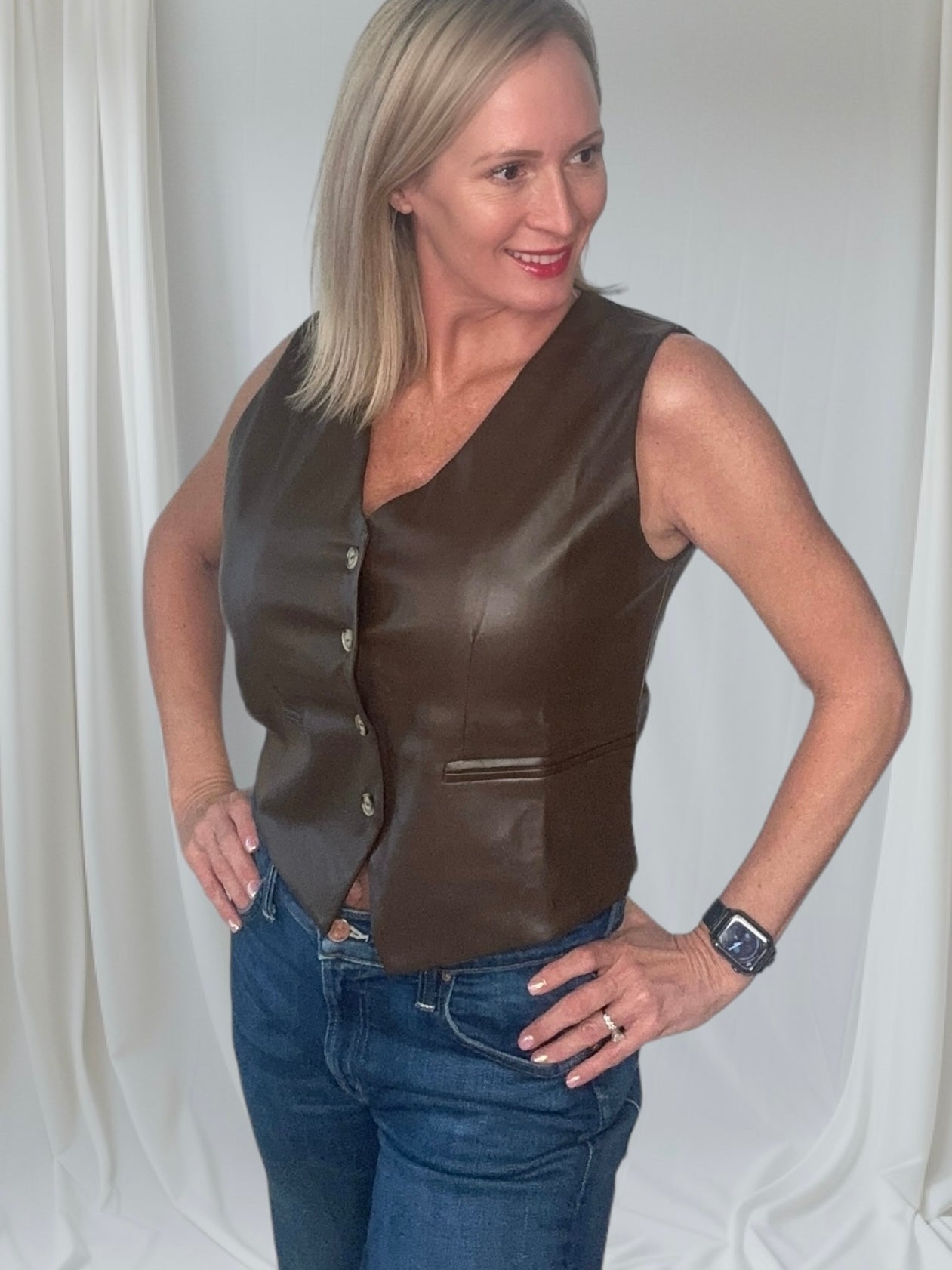 Kristi Brown Leather Vest