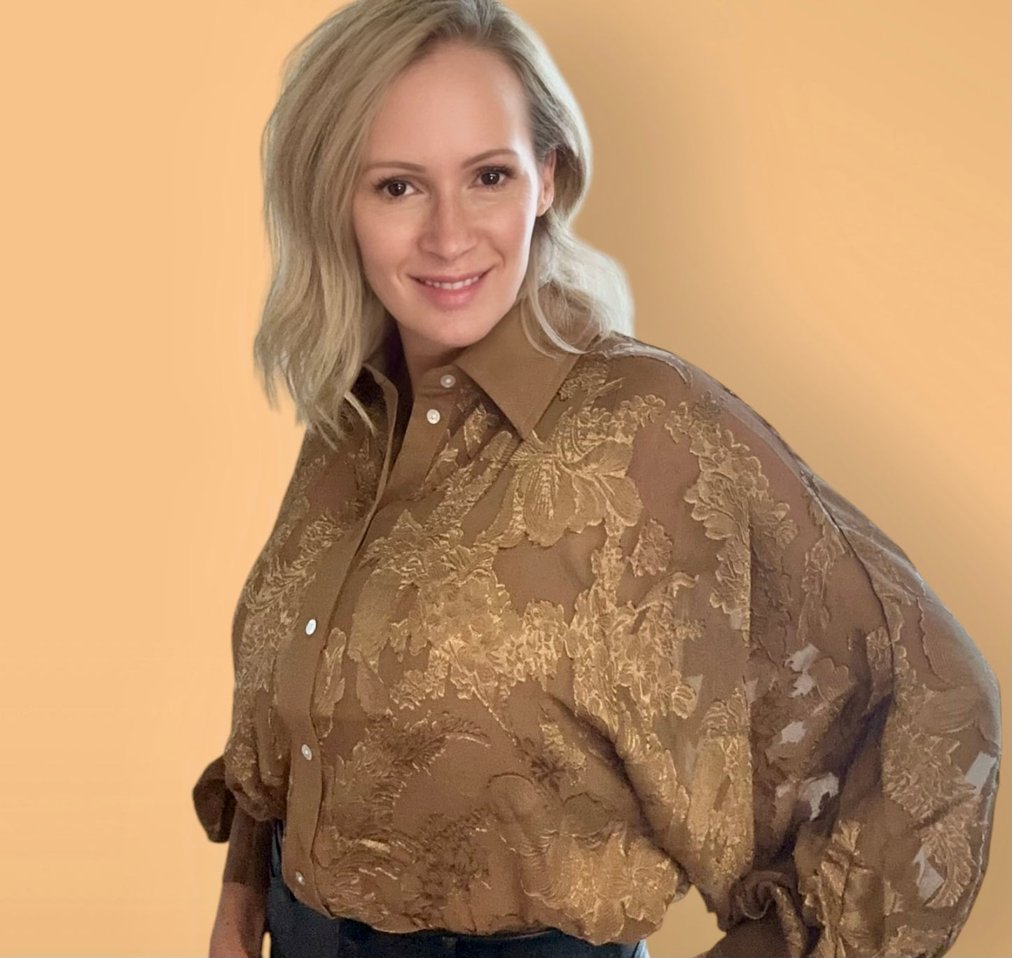 Elizabeth Bronze Button Down Shirt