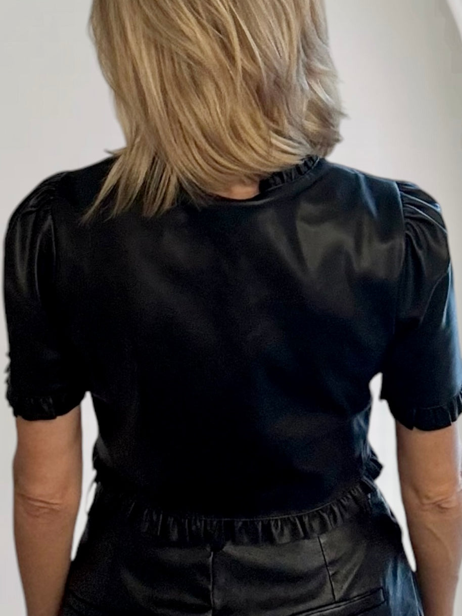 Josie Black Leather Crop Top/Jacket