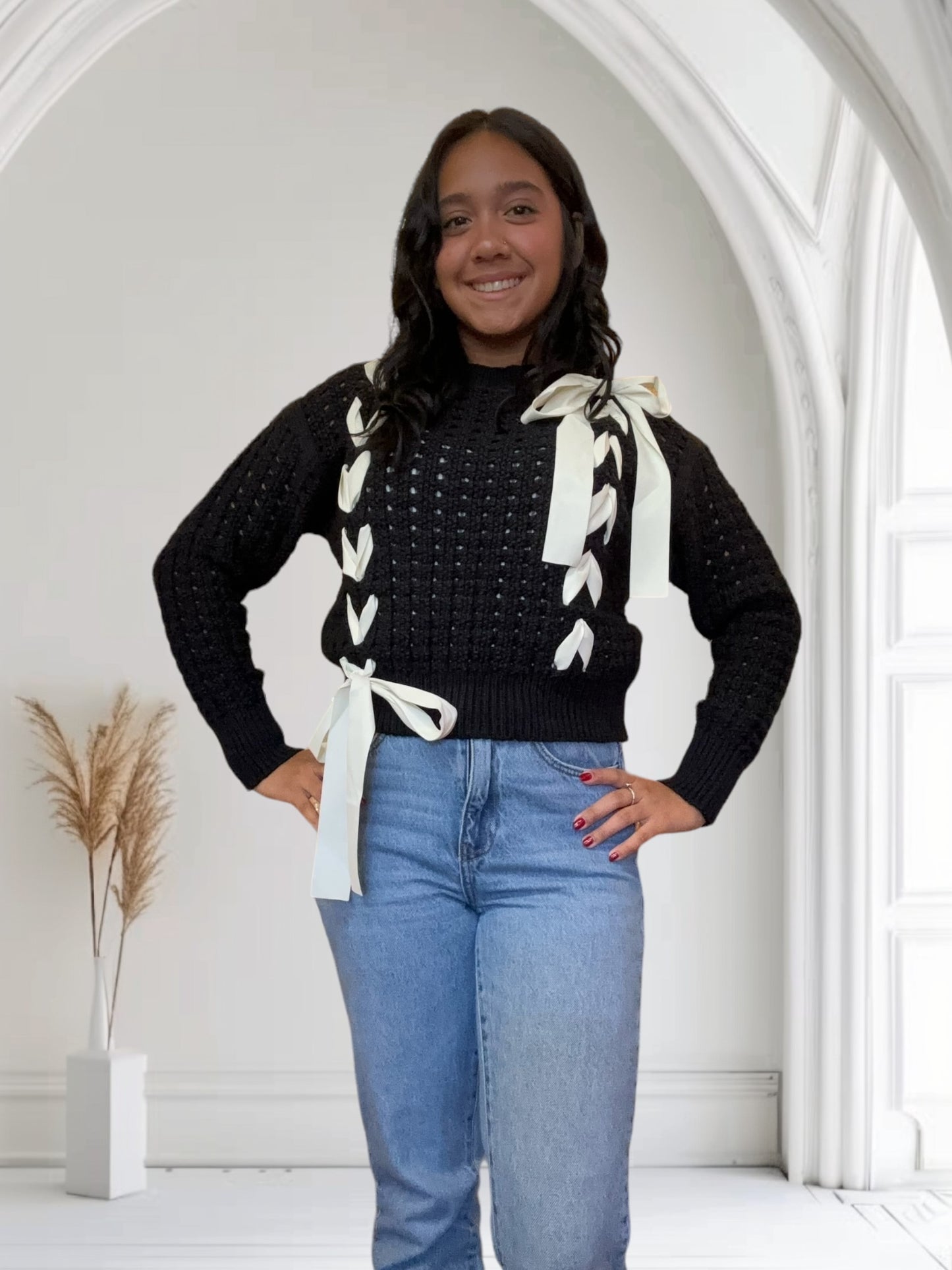 Robin Ribbon Crochet Sweater