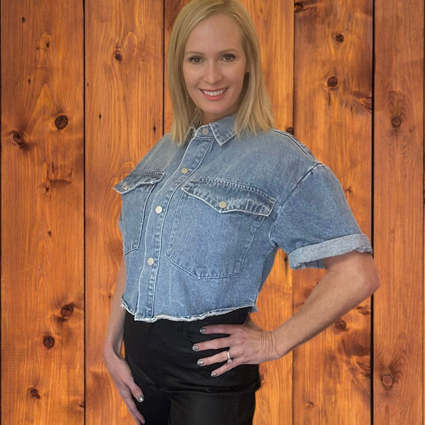 Betty Blue Denim Cropped Shirt/Jacket