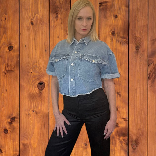 Betty Blue Denim Cropped Shirt/Jacket