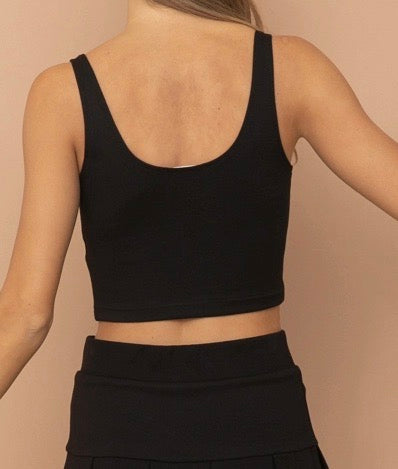 Ponte Crop top- Black/Cream/Taupe