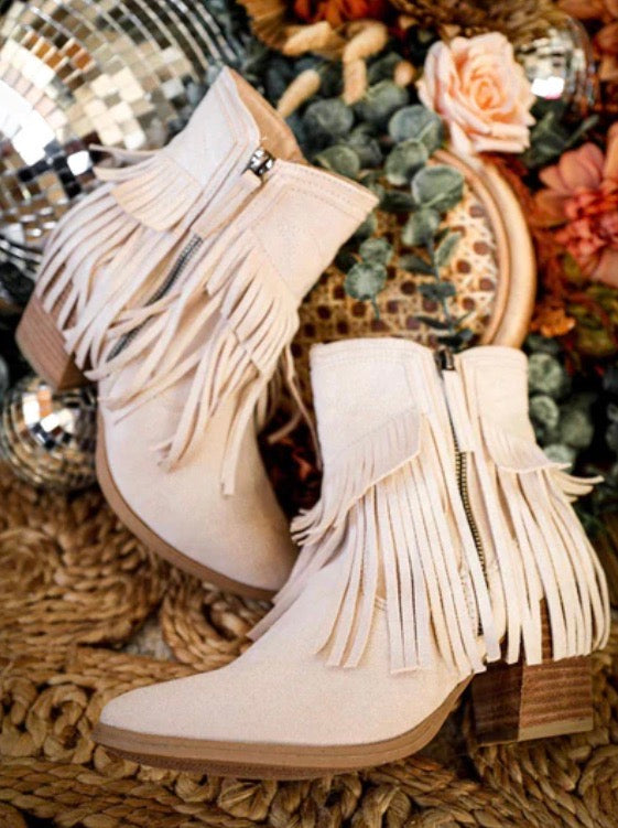 Cream Suede Bootie