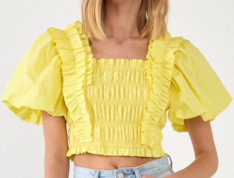 Birdie Yellow Puff Sleeved Top