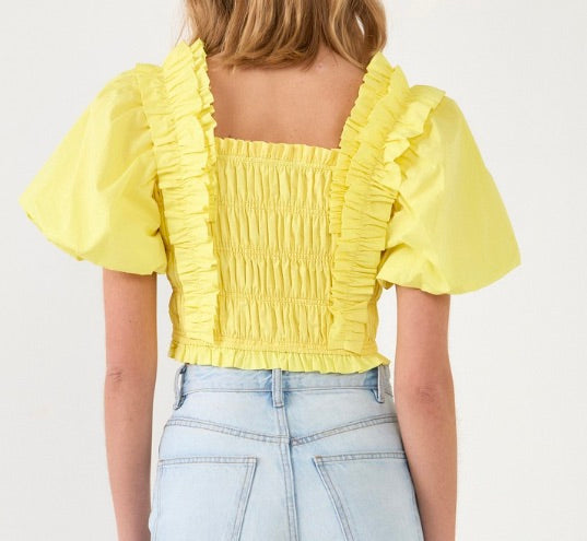 Birdie Yellow Puff Sleeved Top