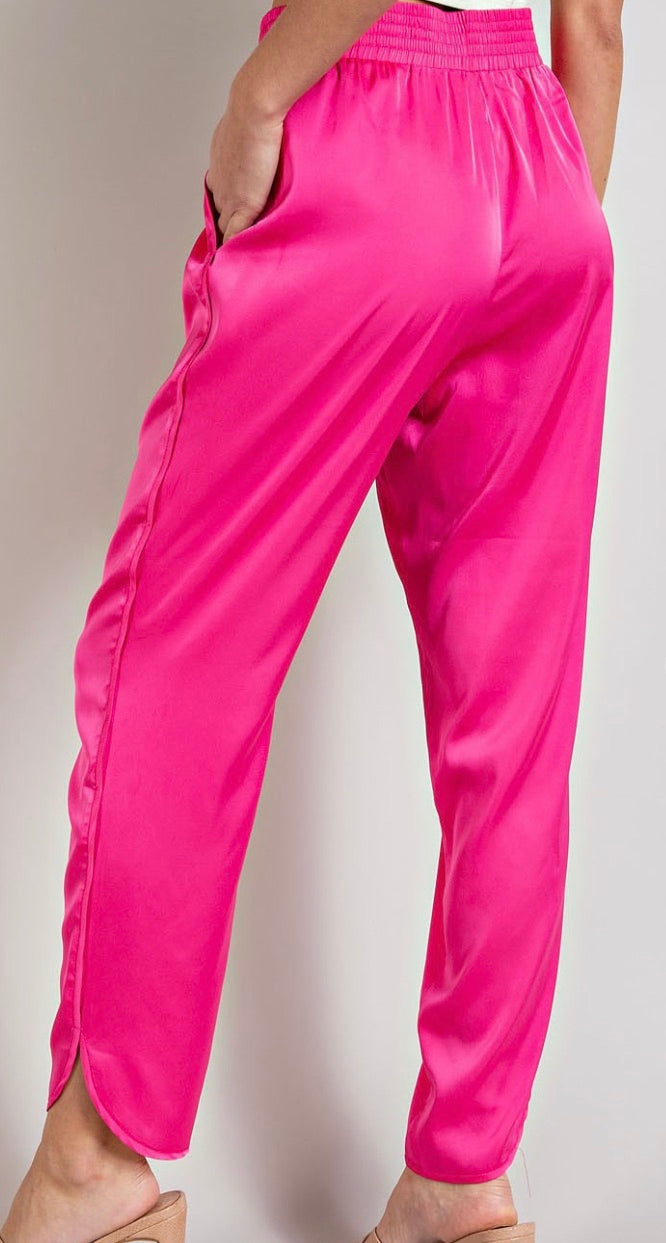 Perfectly Pink Satin Jogger