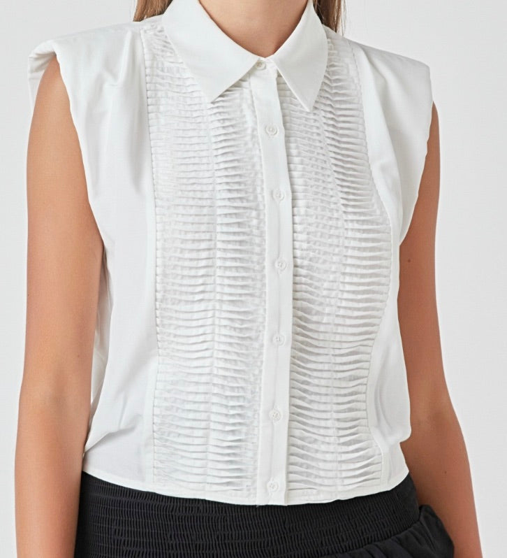 Olivia White Button Down Sassy and Sweet Top