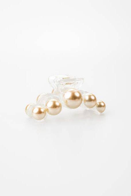 Abbie 3" Pearl Clip: Gold