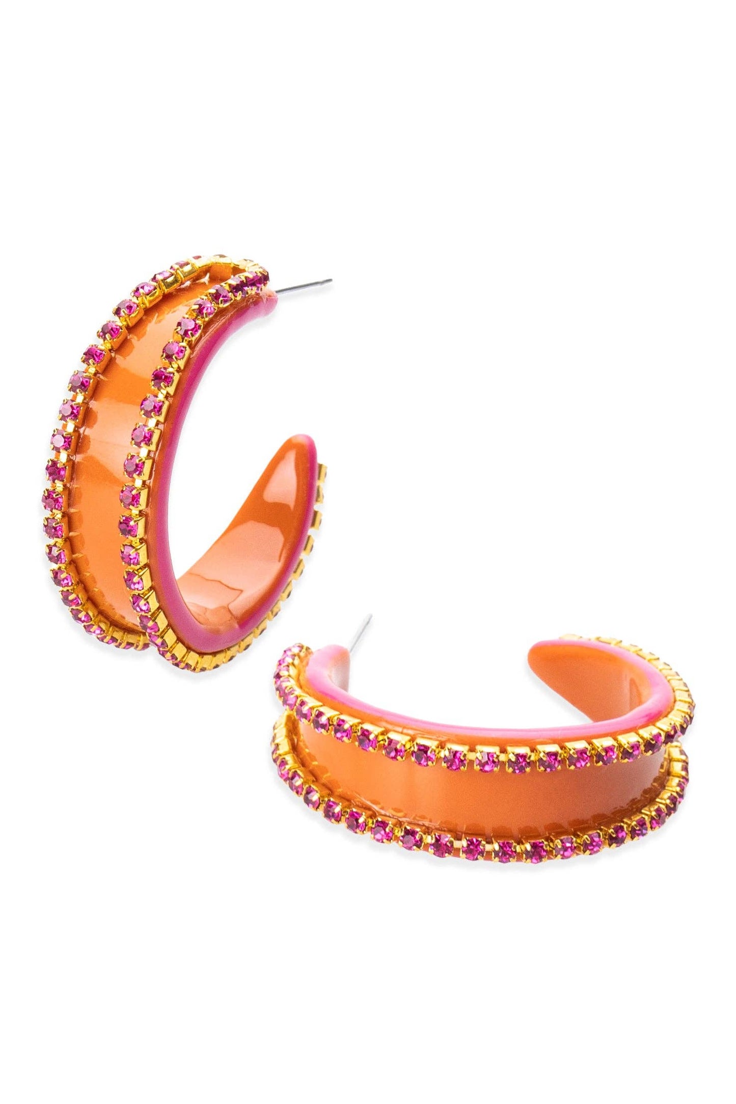 Stella Color Block Acetate Hoop: Orange