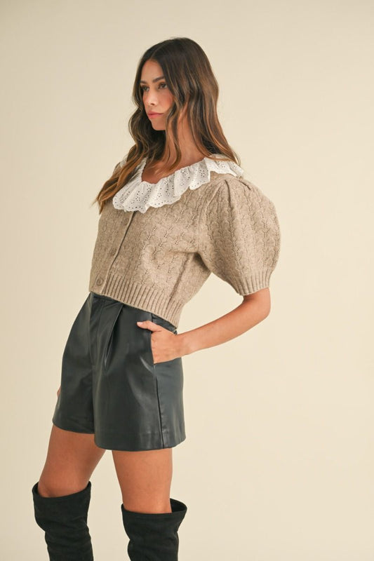 Sammy Short Puff Sleeve Cardigan/Sweater