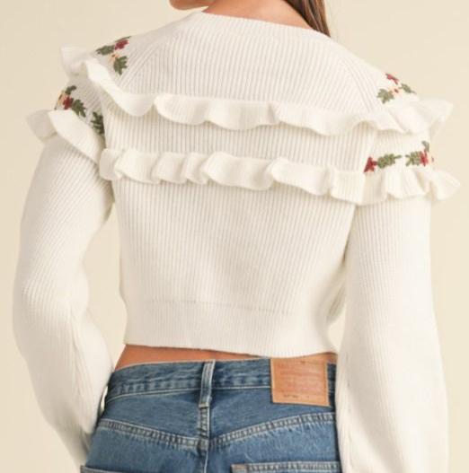 Emmy Long Sleeve Floral Detail Sweater