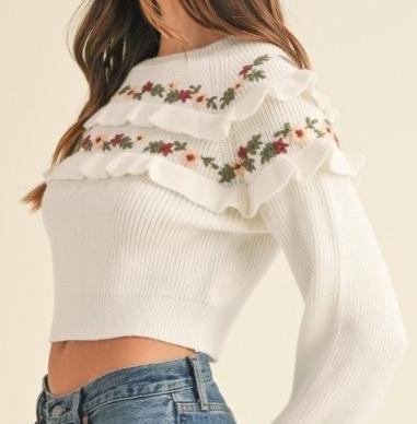 Emmy Long Sleeve Floral Detail Sweater