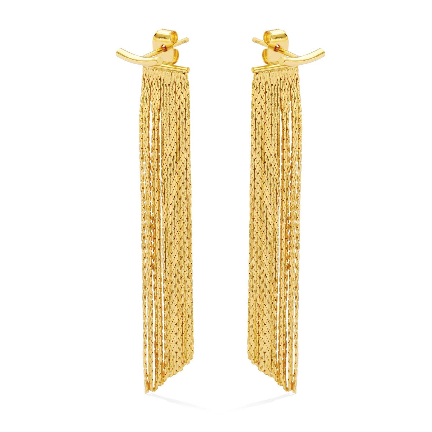 Back Accented Long Earrings: Gold