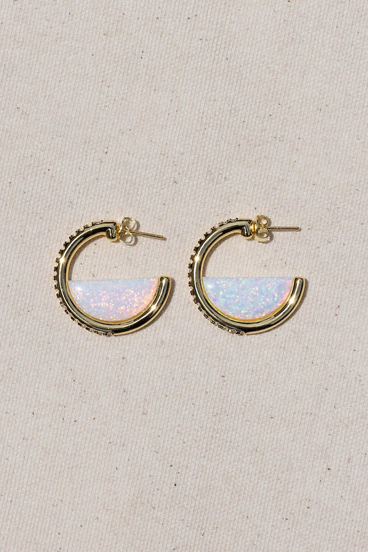 Galileo Hoops 14K gold Vermeil White Opal