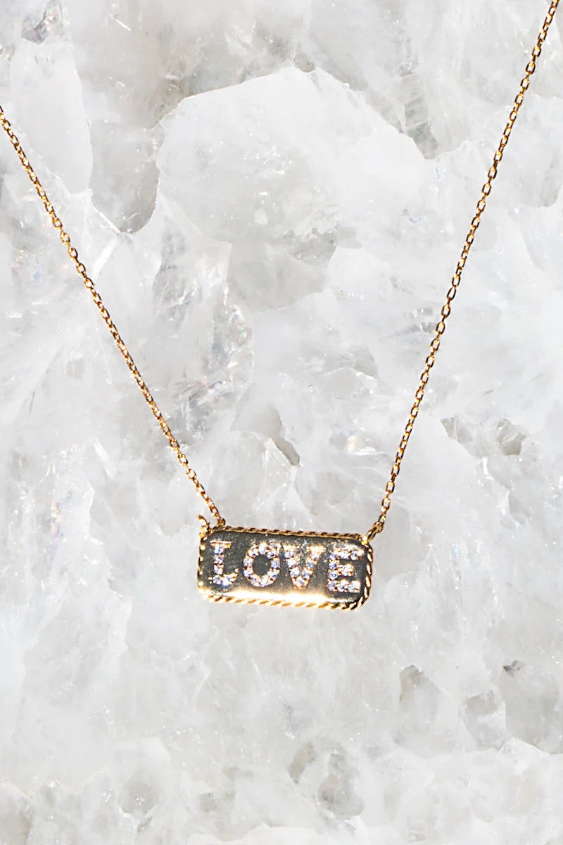 LOVE Nameplate Necklace 14K Gold Vermeil