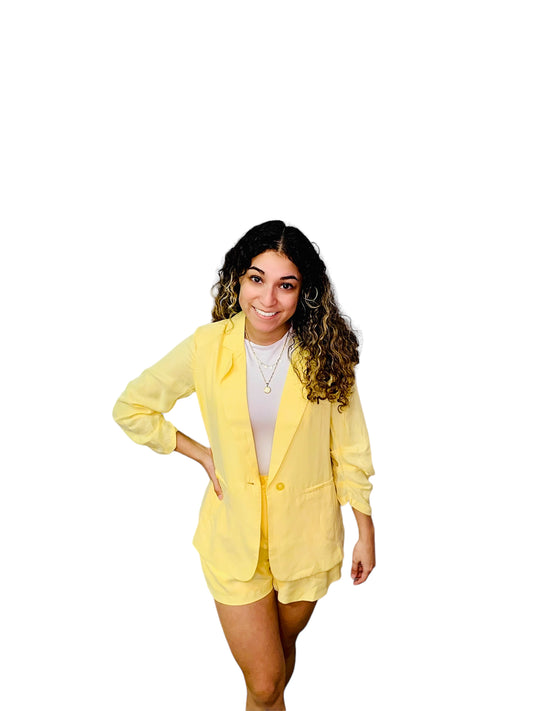 Yellow 2 Piece Blazer/Short Set